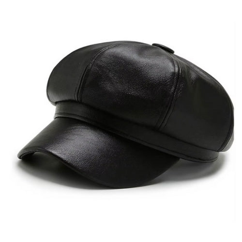 Downtown Classic PU Leather Newsboy Cap