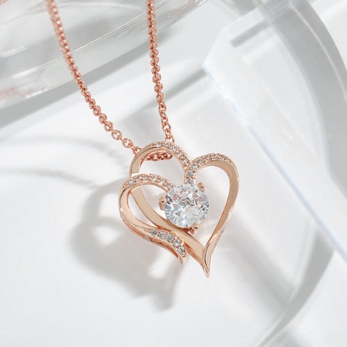 Lover's Spark – Copper Zircon Heart Necklace - g-essence